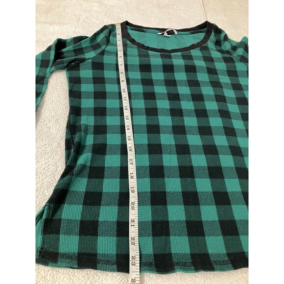 VICTORIAS SECRET Green Plaid SLEEP THERMAL LONG SLEEVE TEE PAJAMA TOP Size M/L - Picture 3 of 4